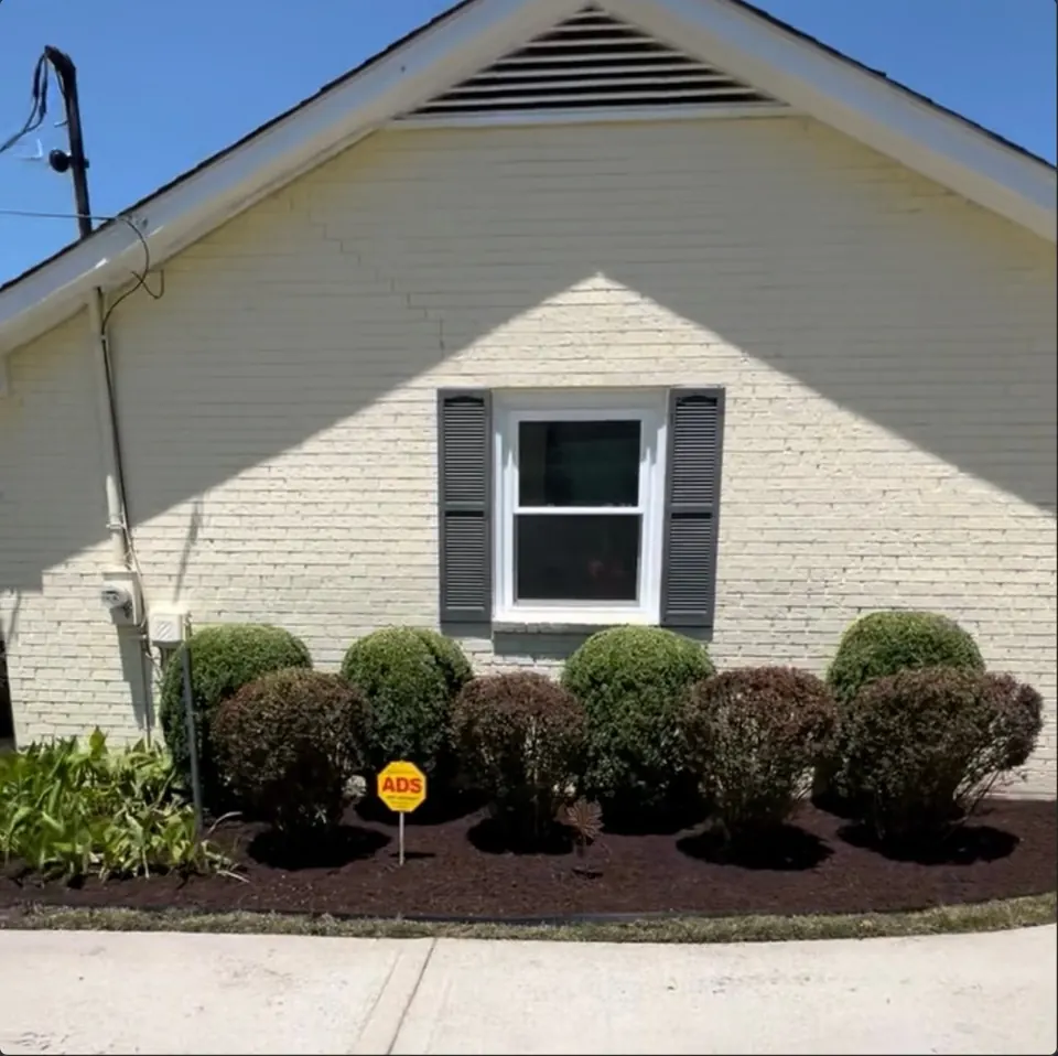 Finished Franklin landscape after bed cleanup, trimming, and mulch installation
