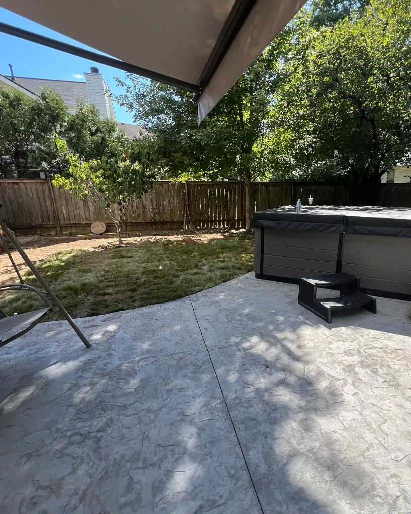 Finished sod installation viewed from the patio after lawn restoration in Franklin, Tennessee