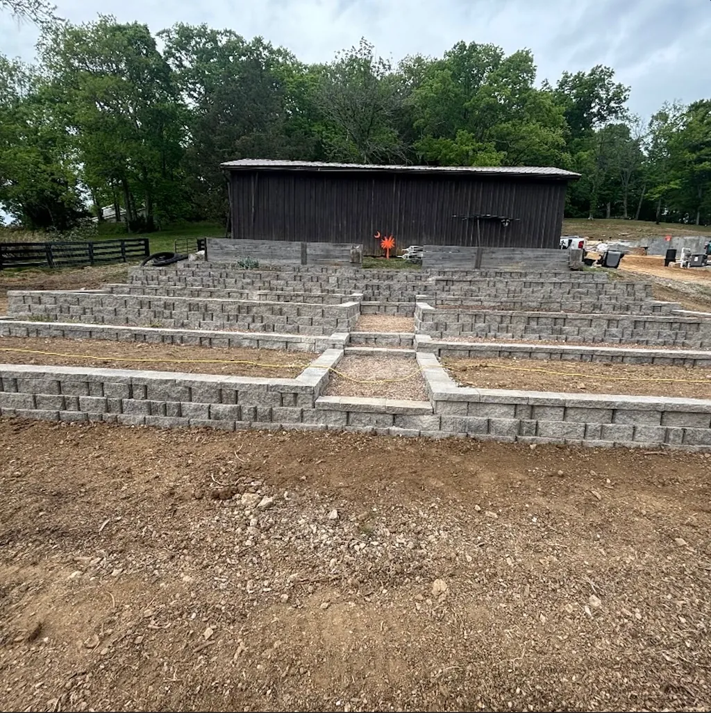 Terraced retaining wall in Franklin, Tennessee